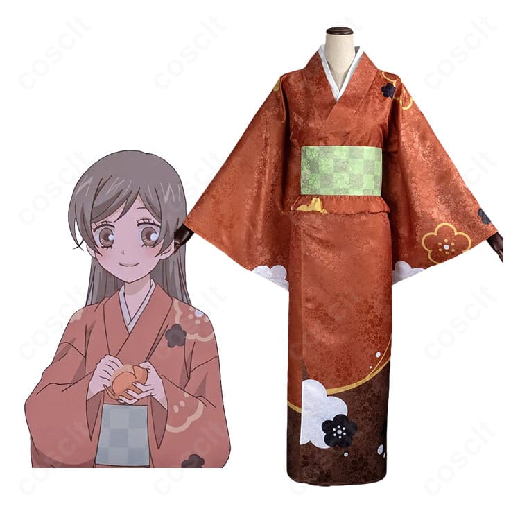 神様はじめました 桃園奈々生のキャラクターイラストと赤茶色の着物を組み合わせたコスプレ衣装の商品紹介画像