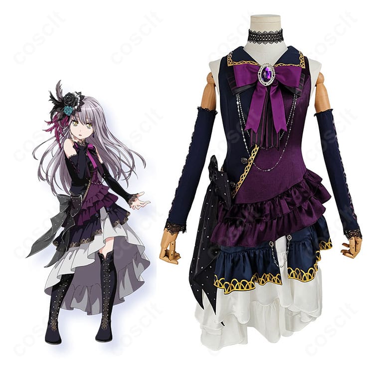 バンドリ! 湊友希那のステージ衣装イメージとコスプレ衣装を並べた画像