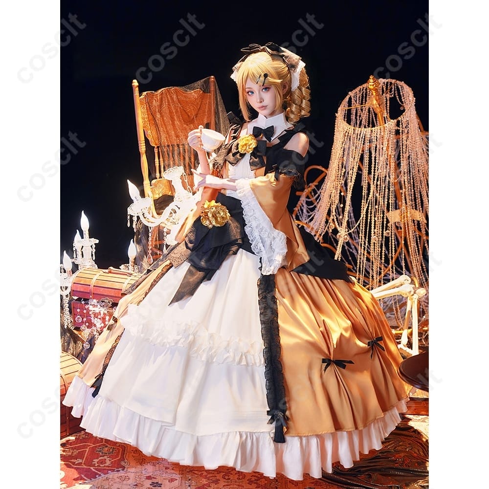 悪ノ娘 鏡音リン コスプレ衣装 ゴールドドレス - 2枚目の画像