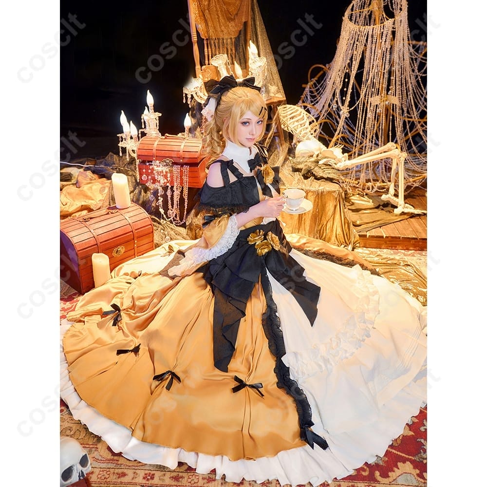悪ノ娘 鏡音リン コスプレ衣装 ゴールドドレス - 3枚目の画像