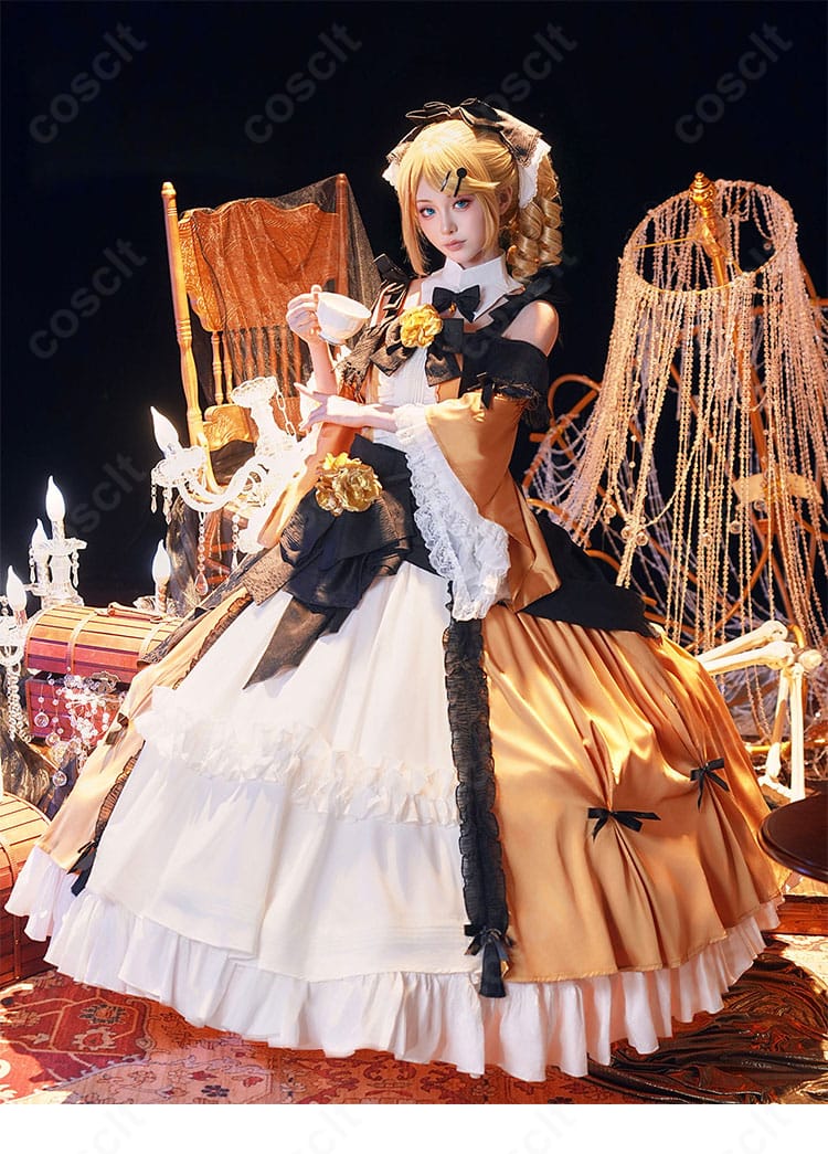 悪ノ娘 鏡音リン コスプレ衣装の側面シルエットとスカートの広がりを示す画像
