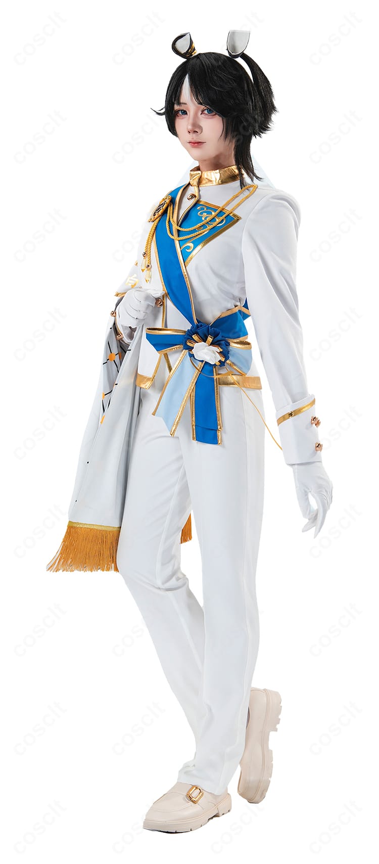 フジキセキ「ブランシュ・エトワール」勝負服のモデル着用側面シルエット