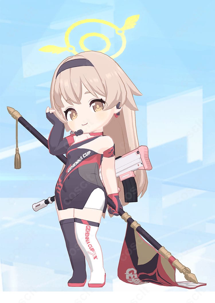 ブルーアーカイブに登場する阿慈谷ヒフミ（レーシング）のキャラクターイラスト