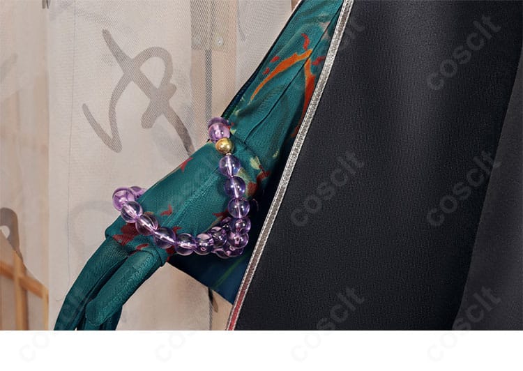 アークナイツ 夕（シー）衣装の手元アクセ（珠子・ブレスレット）の接写。質感と留め具の作り込みが分かる。