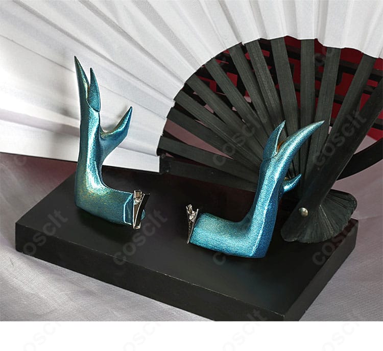 アークナイツ 夕（シー）衣装の頭飾り。角とエルフ耳の造形、装着位置と質感が分かる詳細カット。