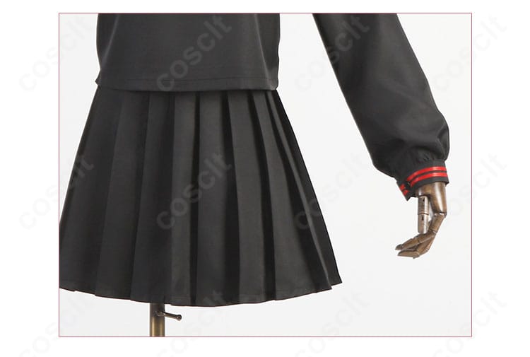 鬼滅の刃 竈門禰豆子 キメツ学園 上着背面。セーラー襟のライン配置と背面シルエットを解説する画像。