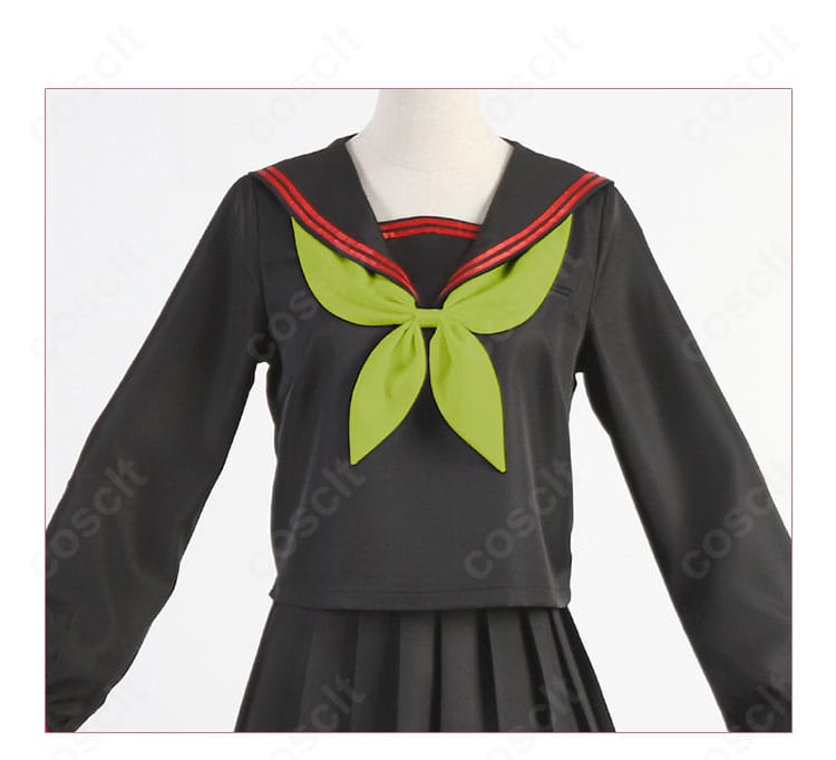 鬼滅の刃 竈門禰豆子 キメツ学園 上着正面。セーラー襟とスカーフ結び目の仕上げを近接で表現。