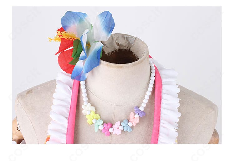 スペシャルウィーク 水着コスのネックチョーカー細部。金具位置と縫製の整いを示すアクセサリーアップ