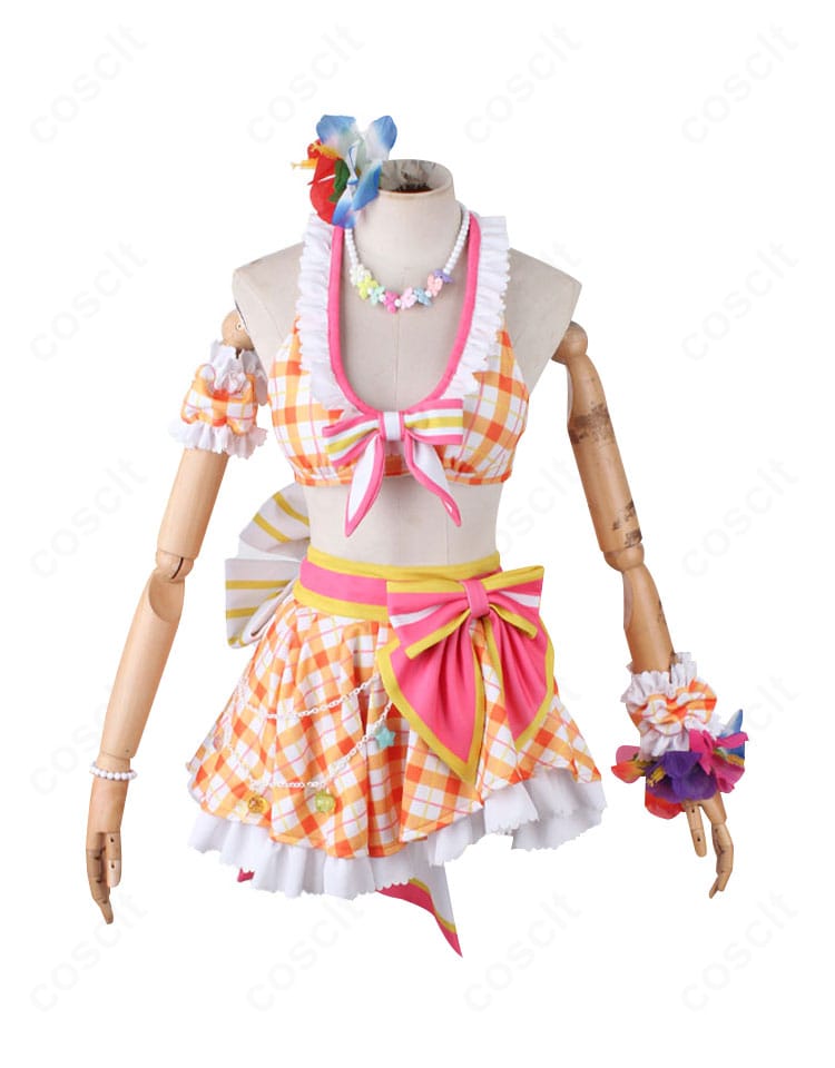 ウマ娘 スペシャルウィーク 水着コスプレ衣装の正面全身。高品質仕立てとリボン装飾、シルエットのバランスが分かるフルショット