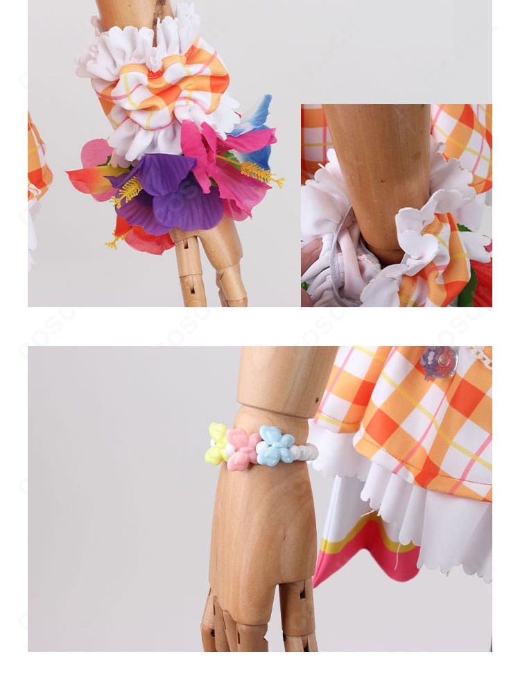 スペシャルウィーク 水着コスのブレスレットと手首の花飾り。手元まで作品らしさを再現したディテール