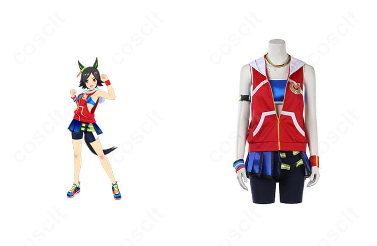ウマ娘 ウイニングチケット 勝負服コスプレ 正面＋キャラ比較。配色と胸章で原作再現度を確認できる画像