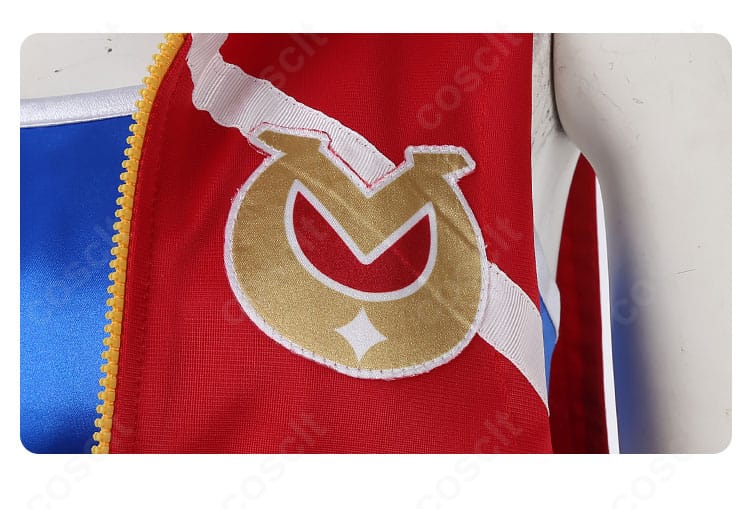 ウマ娘 ウイニングチケット 勝負服 胸章ディテール。高級感のある刺繍エンブレムの質感クローズアップ