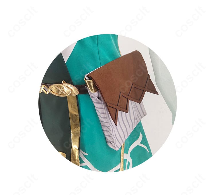 プリコネR コッコロ 通常ver. 腰ポーチ装飾のクローズアップ。刺繍風ディテールと素材の質感を高解像度で表示