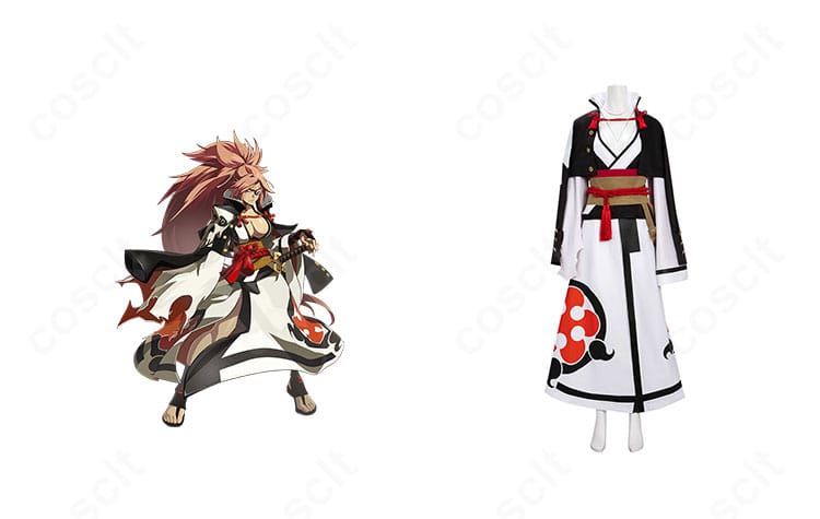 ギルティギア 梅喧バトル衣装の正面全身とキャラクター参照を並べた比較イメージ