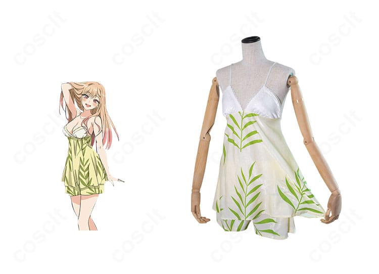 その着せ替え人形は恋をする 喜多川海夢 私服キャミソールワンピの正面と公式イメージ比較。細幅ストラップと裾フレアを忠実再現したコスプレ衣装