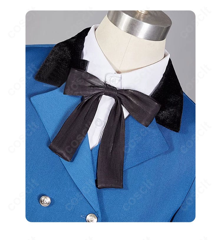 シエル衣装のシャツ襟飾りディテール。レースとリボンの質感、縫製の丁寧さが分かる拡大画像