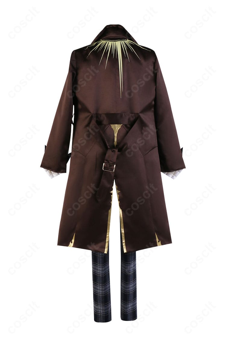 ヘックス・ヘイワイヤー コスプレ 背面ショット。背中の装飾モチーフと外套のハリ感あるドレープを忠実再現。