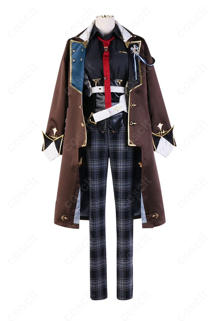 ヘックス・ヘイワイヤーのコスプレ 全身正面ショット。コートの落ち感と胸元アクセ、ネクタイの高品質ディテールが分かる。