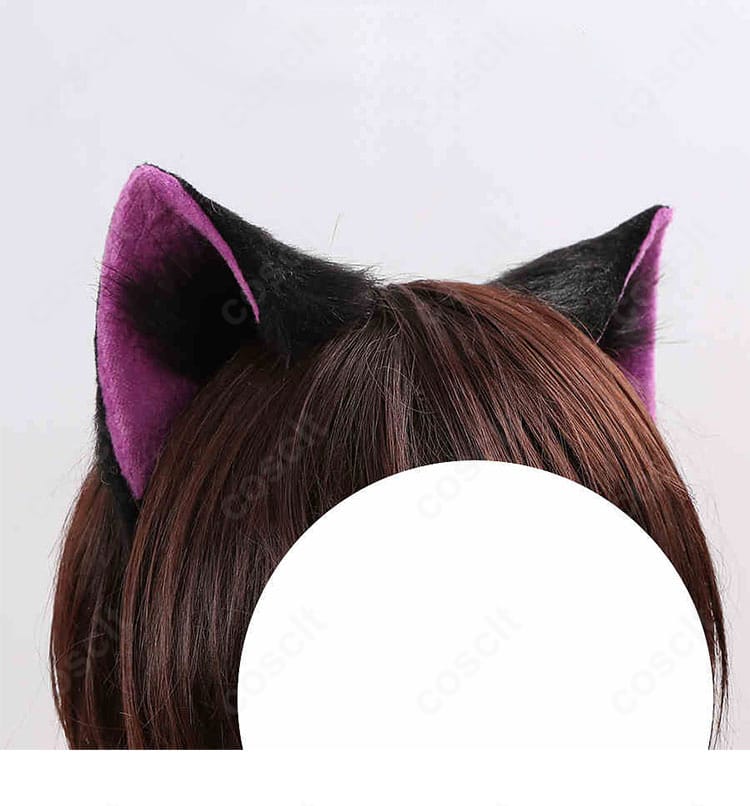 Trickstar ハロウィン衣装の紫系ヘッドドレス拡大。耳パーツとのバランスと写真映えする装飾ポイントを示すディテール。
