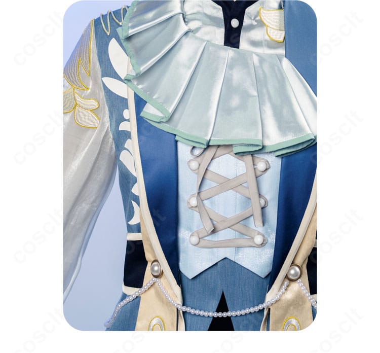 前立て装飾ディテールのクローズアップ。ボタン配置と装飾ラインを忠実に再現。