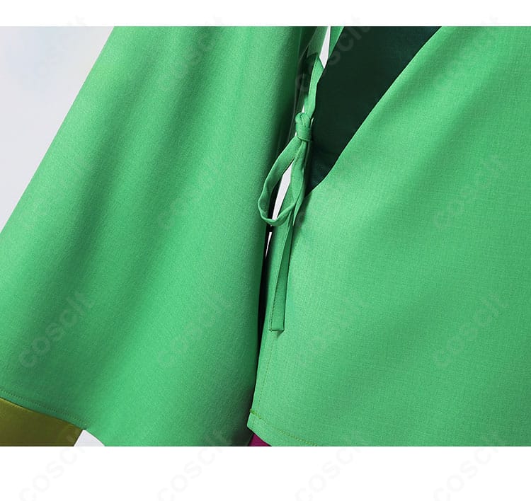 猫猫コスプレ衣装トップスの紐ディテールアップ。結びの仕様と調整幅が分かるクローズアップ