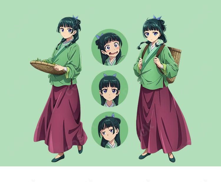 薬屋のひとりごと 猫猫コスプレ衣装の正面とアニメ比較。落ち着いた和色と高再現シルエットを確認できる解説画像