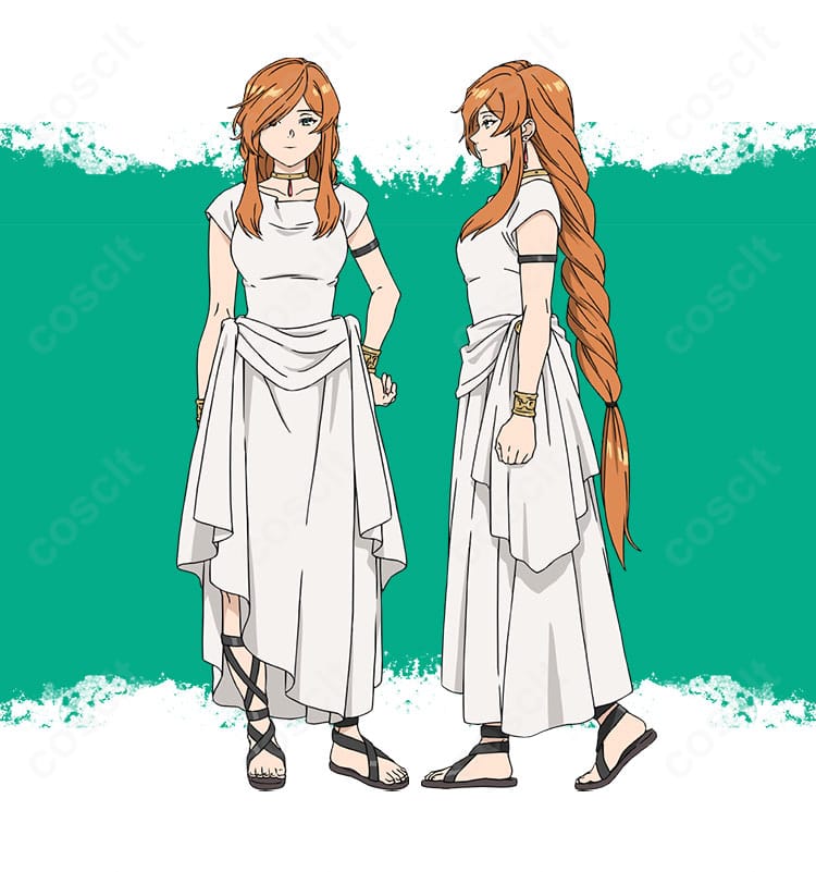 葬送のフリーレン フランメ 通常衣装コスプレの正面・側面着用イメージ。高再現シルエットとフードの形を確認できます。