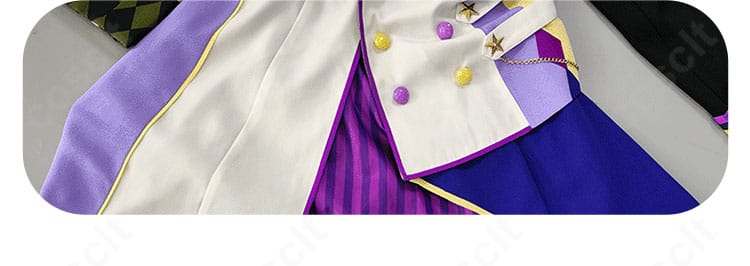 神代類コスプレ衣装のスカート（コート裾）部分。優雅なドレープとステージ映えする動きを表現。