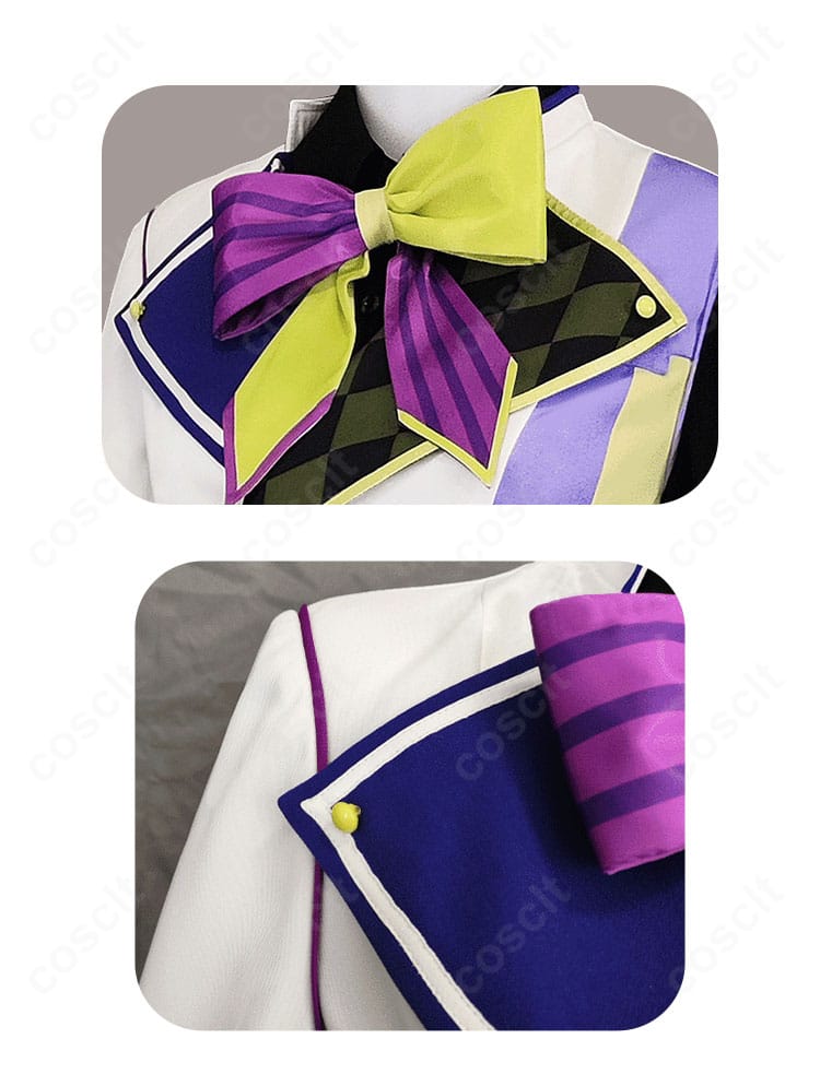 神代類コスプレ衣装の襟元リボン。蝶結びと装飾パーツの質感が分かるアップ。