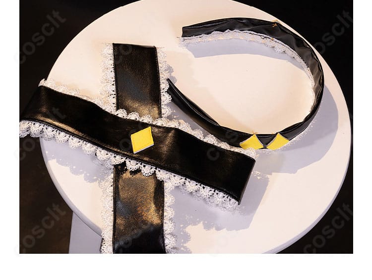 しゅごキャラ! ほしな歌唄 ブラックダイヤモンド衣装の手袋・髪飾りの細部。小物の形状と仕上げの近接写真