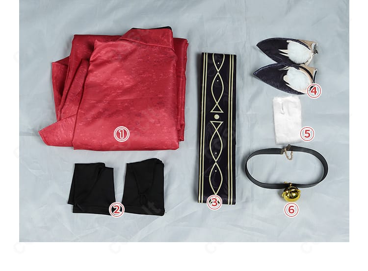 ハイキュー!! 孤爪研磨 和風アレンジ衣装 セット一式の展示。主要パーツの配置とカラー構成が分かる。