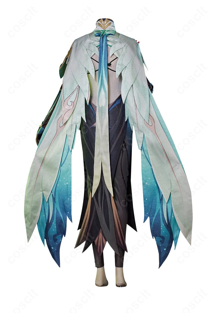 原神 閑雲 コスプレ衣装の背面全身カット（マントと背面装飾）