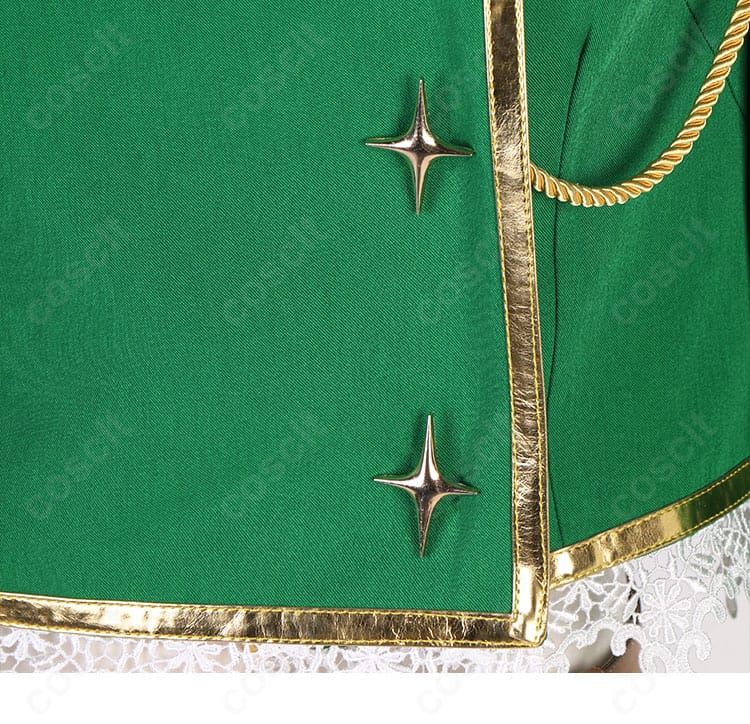 阿良河キウィ レオパルト衣装 裾の装飾詳細。動きに合わせて揺れる意匠と縁の仕立てを紹介。