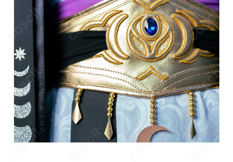 月隠れの宴 コスプレ衣装 ウエストの帯風デザインと腰飾りの再現を示すディテール。