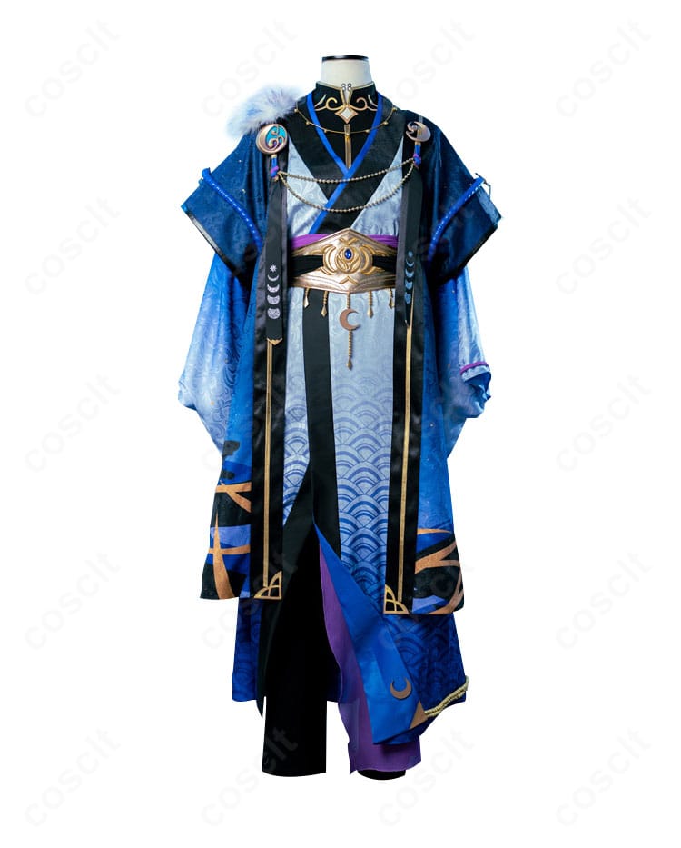 あんスタ 月隠れの宴 天城燐音・深海奏汰・巴日和 コスプレ衣装の正面全体。和装ベースに胸元装飾と帯風デザインが映える構図。