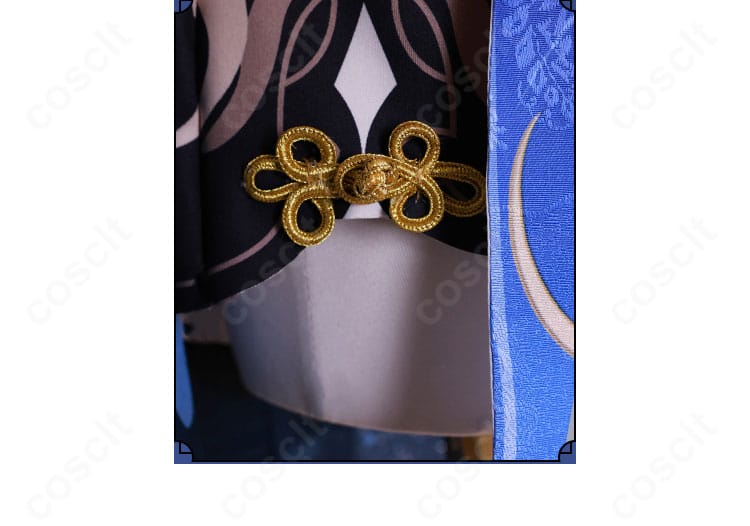 原神 甘雨コスプレ 裾紐の留め装飾ディテール。金具と紐の収まり、色味が確認できる画像。