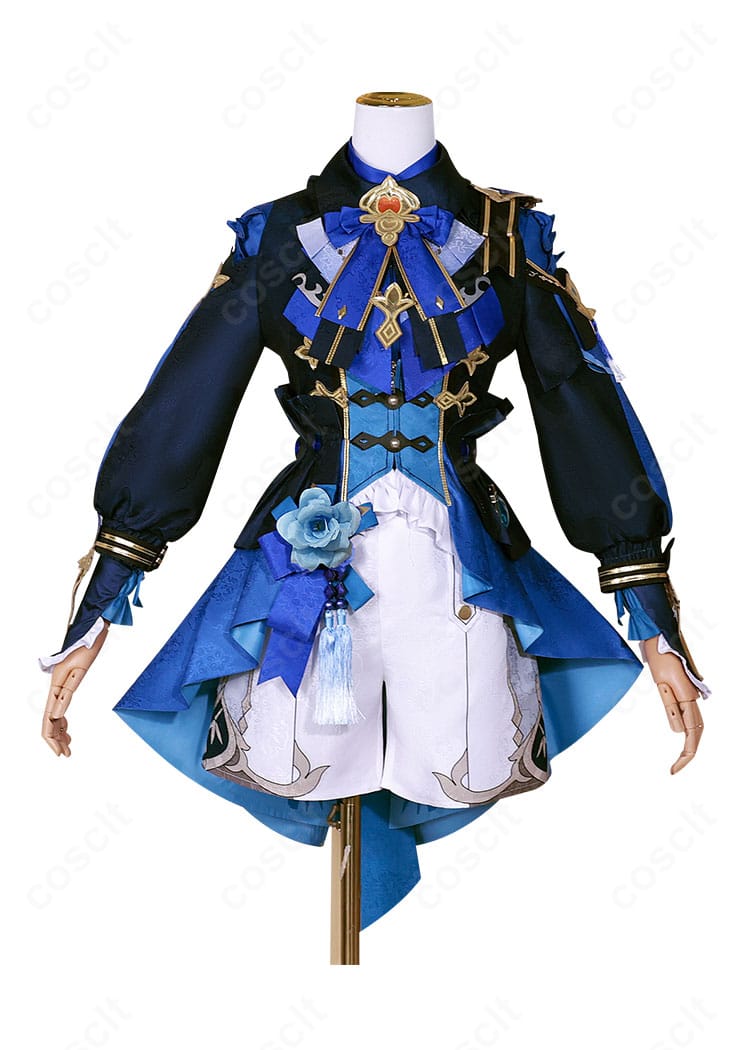 原神 行秋 竹身雨化Ver. コスプレ衣装の正面全景。襟元・前立て・飾りの配置まで高再現で確認できる商品写真。