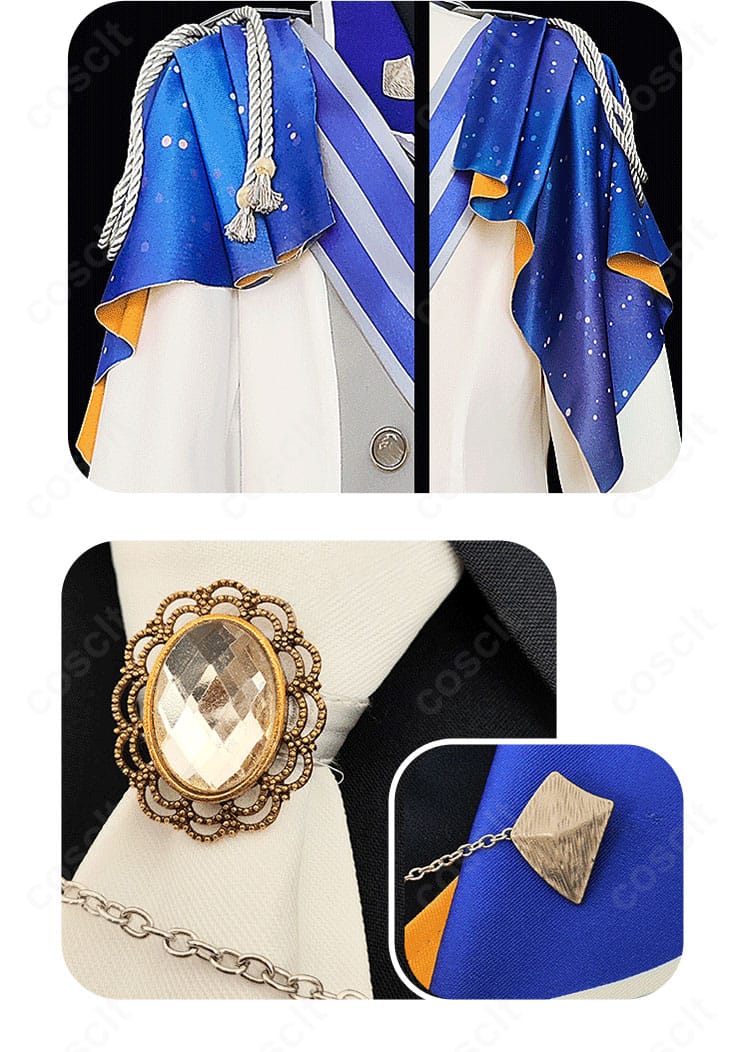 プロセカ 天馬司 コスプレ衣装の肩飾りクローズアップ。立体装飾の形状と取り付け部の精度がわかります。