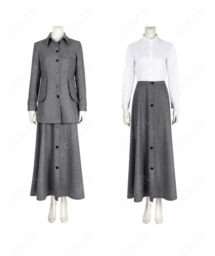 コート前開きとインナーシャツの組み合わせが分かる正面ディテール（ダイアナ・プリンス）