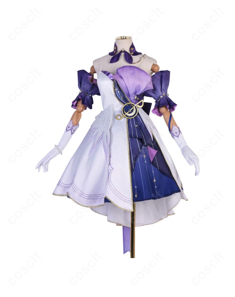 崩壊:スターレイル ロビンのコスプレ衣装一式の正面全身。音符モチーフと刺繍を再現し、イベントや撮影で映える上品なドレスデザイン。