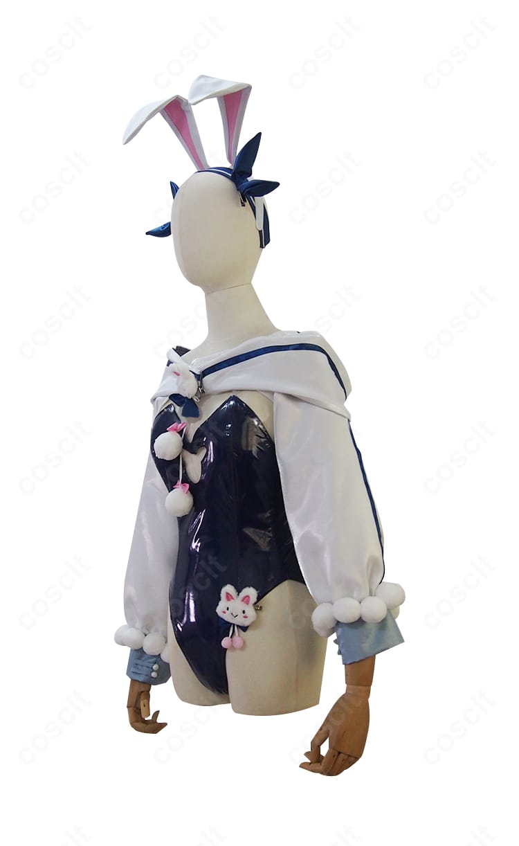 ラフィーII「うとうとビジーデー」コスプレ衣装の側面ディテール。通気性の良い素材感と丁寧な縫製、体のラインをきれいに見せるパターンを示す商品画像。