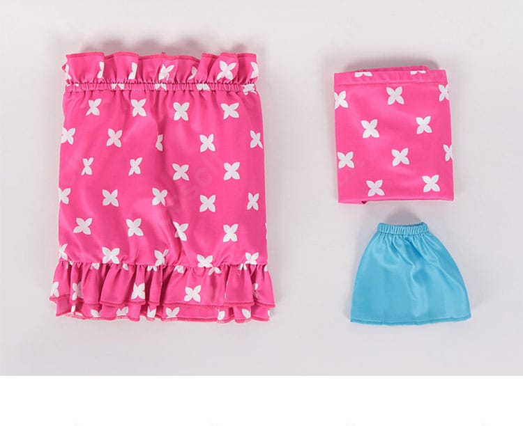 【推しの子】星野ルビー 水着コスプレ セット内容。トップス・ショーツ・髪飾りの3点を並べて表示。