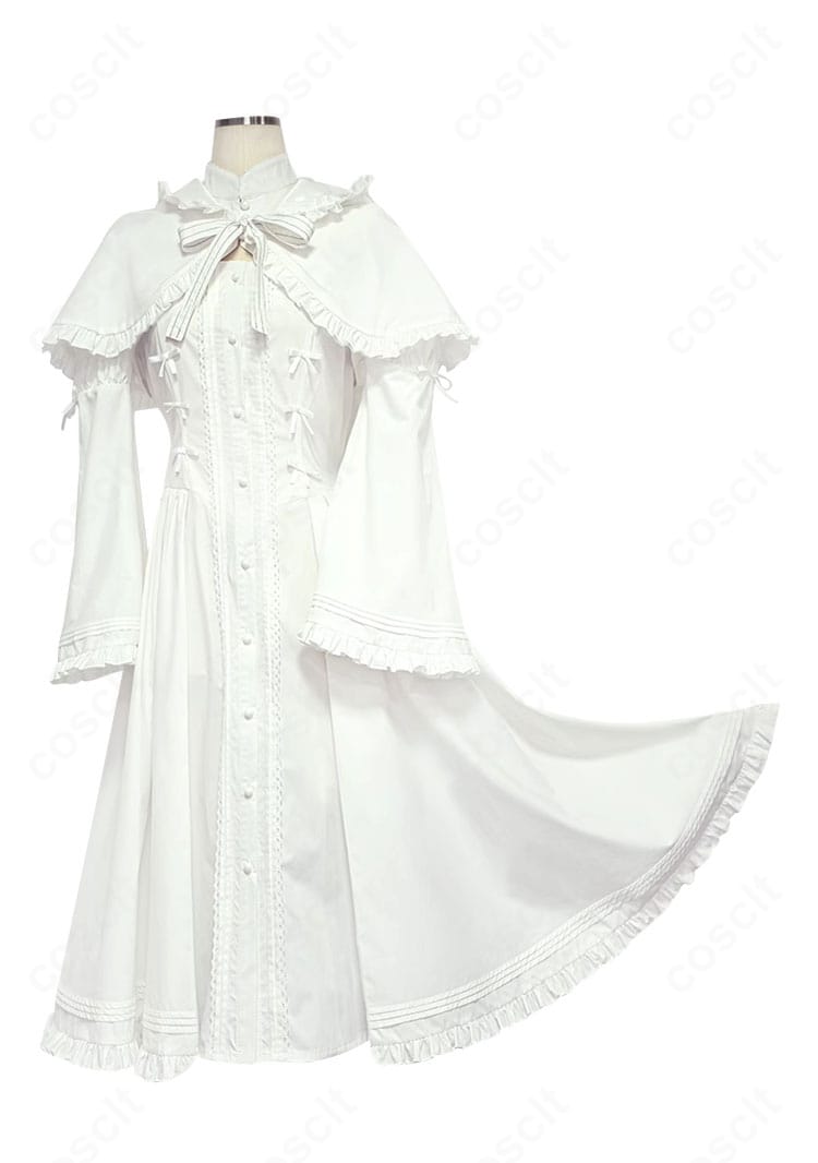 ヨスガノソラ 春日野穹 エンディング衣装の正面全体。清楚な白ワンピースとマントの高再現シルエットを確認できる画像