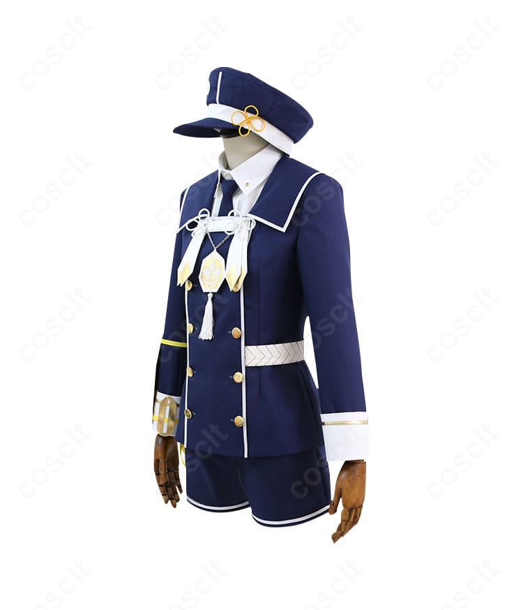 刀剣乱舞-ONLINE- 五虎退 コスプレ衣装の側面シルエット。精細な刺繍と縁取り、帽子の形状が映える端正なライン。