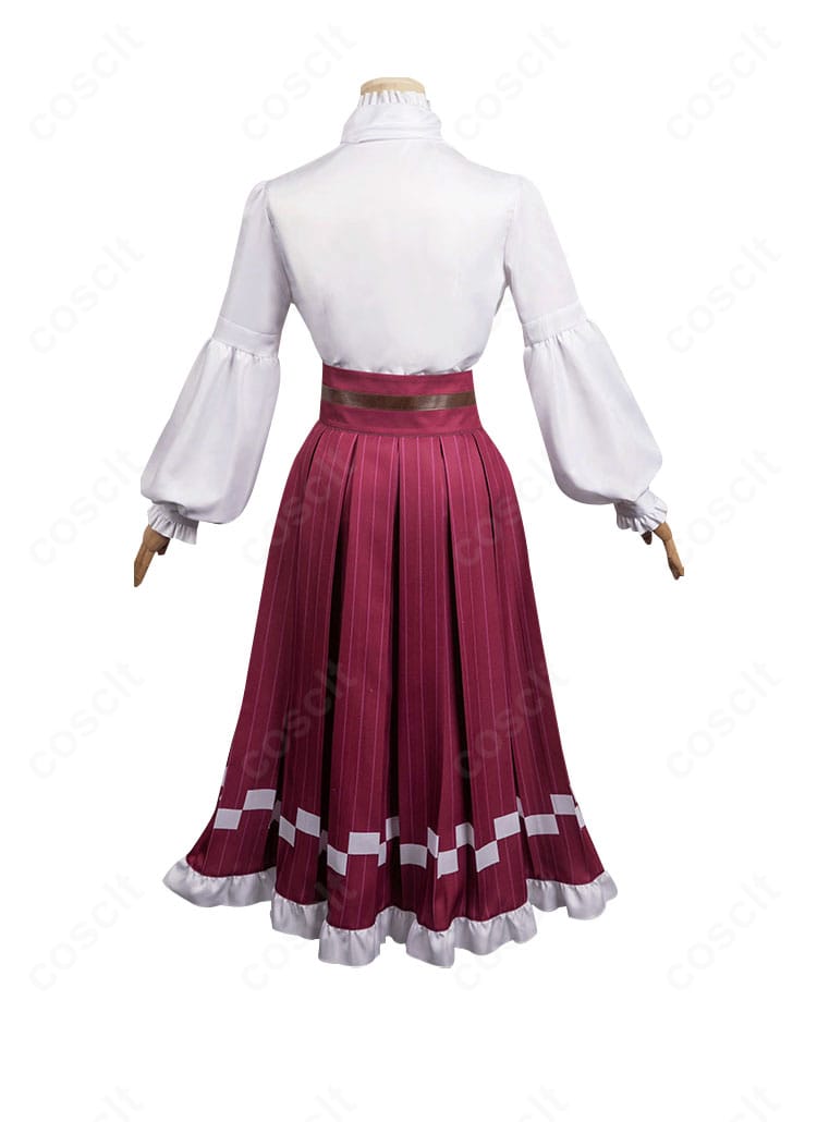 鬼滅の刃 竈門禰豆子 コスプレ衣装の背面。背中の切り替えとスカートの落ち感を見せる後ろ姿のディテール