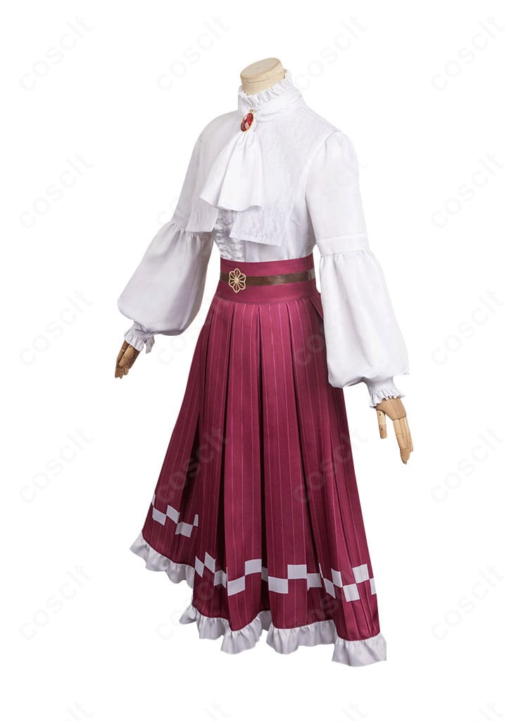 鬼滅の刃 竈門禰豆子 コスプレ衣装の左側面。袖口のステッチやスカートのラインなどディテールを確認できる角度