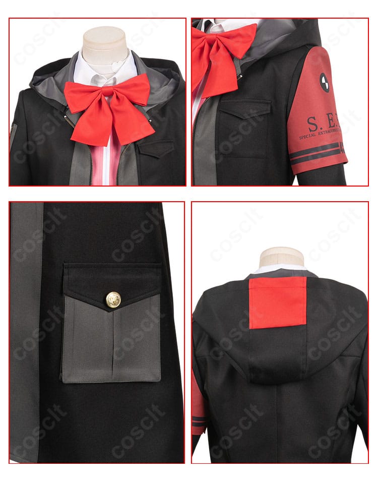 岳羽ゆかり 戦闘服アクセサリー詳細。胸ポケット周り、帽子風アクセ、襟飾り・リボンの質感と留め具構造のクローズアップ。