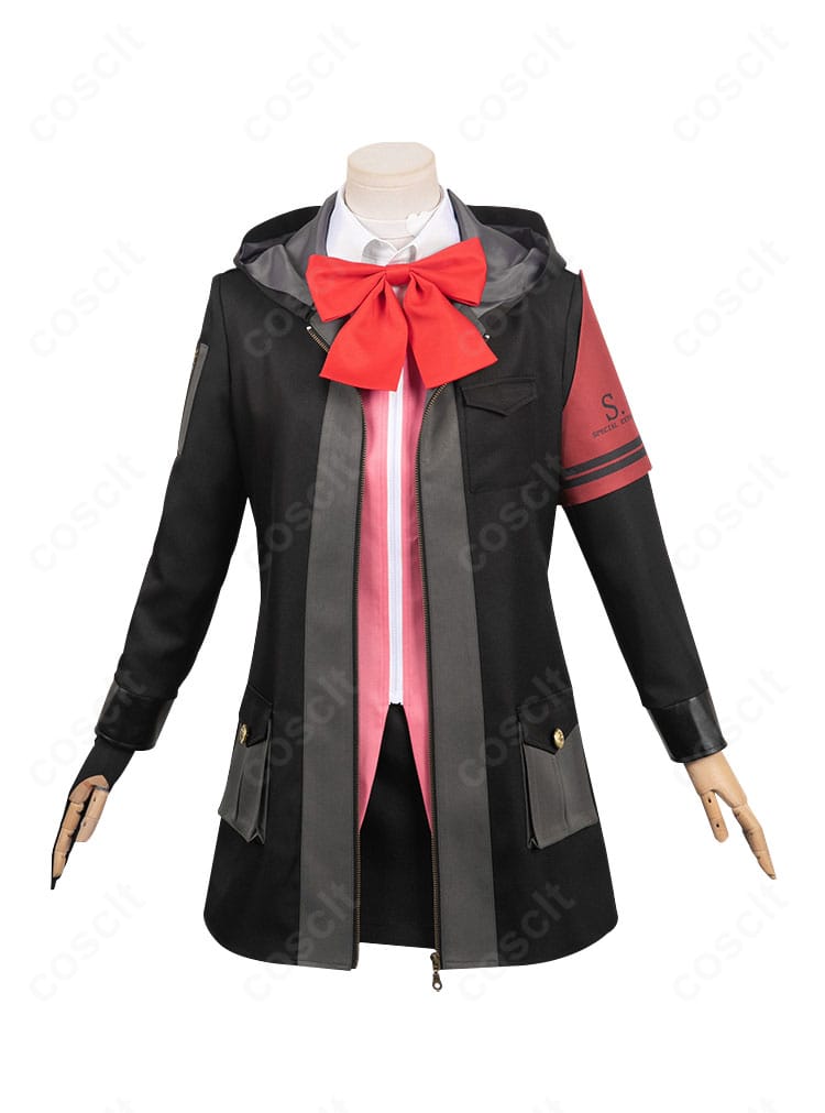 『ペルソナ3 リロード』岳羽ゆかり 戦闘服コスプレ 正面全身画像。コートとリボン、襟飾りを高精度に再現した高忠実セット。