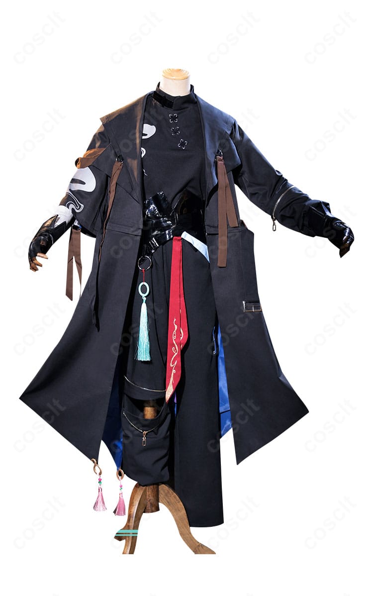 原神・魈のコスプレ衣装 正面全身。上衣と外套、胸元アクセまでを高再現したフルセットのフロントビュー。