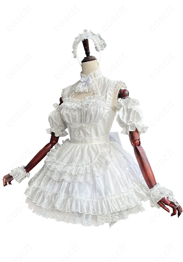 Fate/Grand Order アルトリア・キャスター 霊衣「レディ・アヴァロン」コスプレ衣装 正面。Aラインとパフスリーブが上品に映える全体像